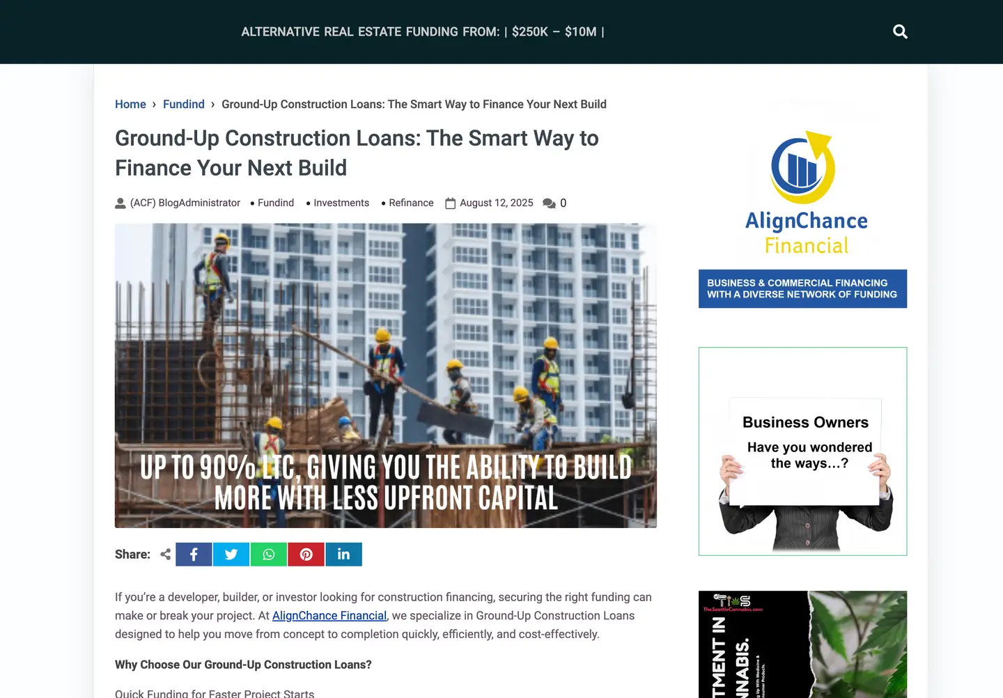 Align Chance Financial blog platform developed by Encoder Technologies — view 2