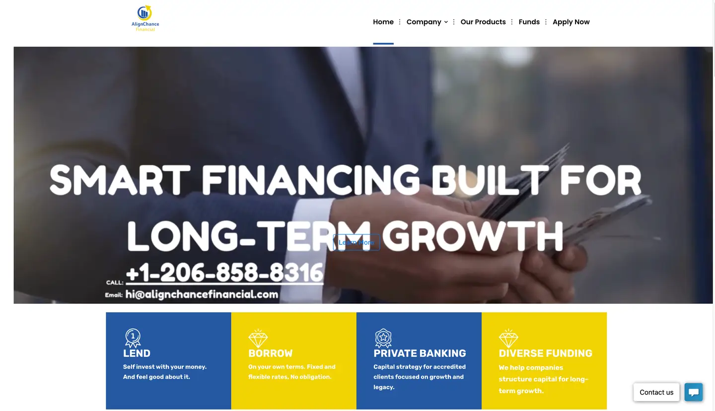 Align Chance Financial professional services website developed by Encoder Technologies — view 1
