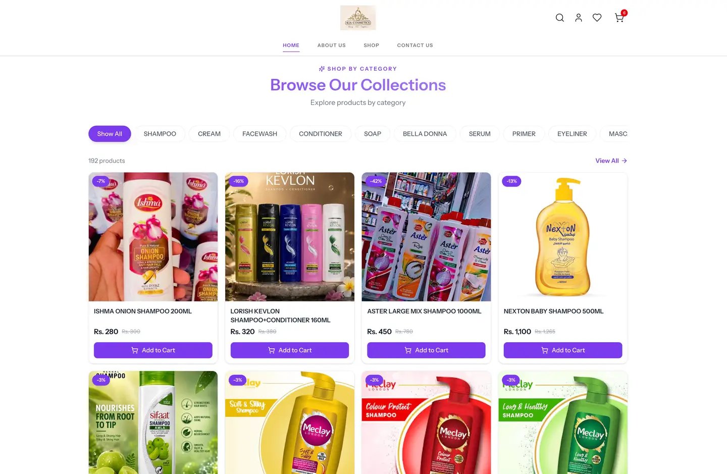 KIA Cosmetics eCommerce website for beauty and skincare products developed by Encoder Technologies — view 2