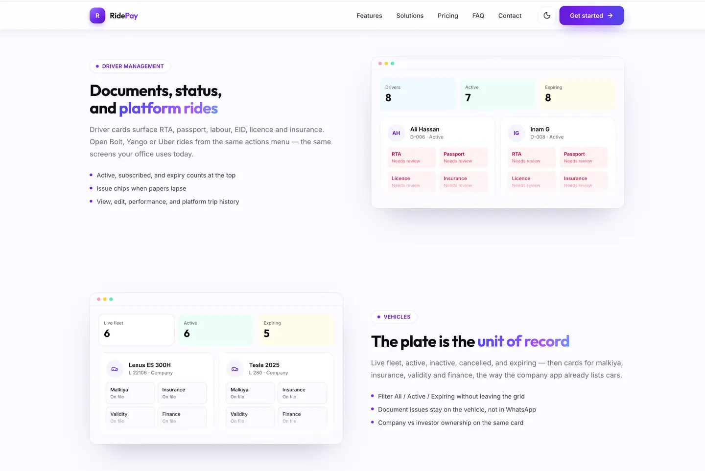 RidePay business website for fleet operations, payments and trip tracking — view 3