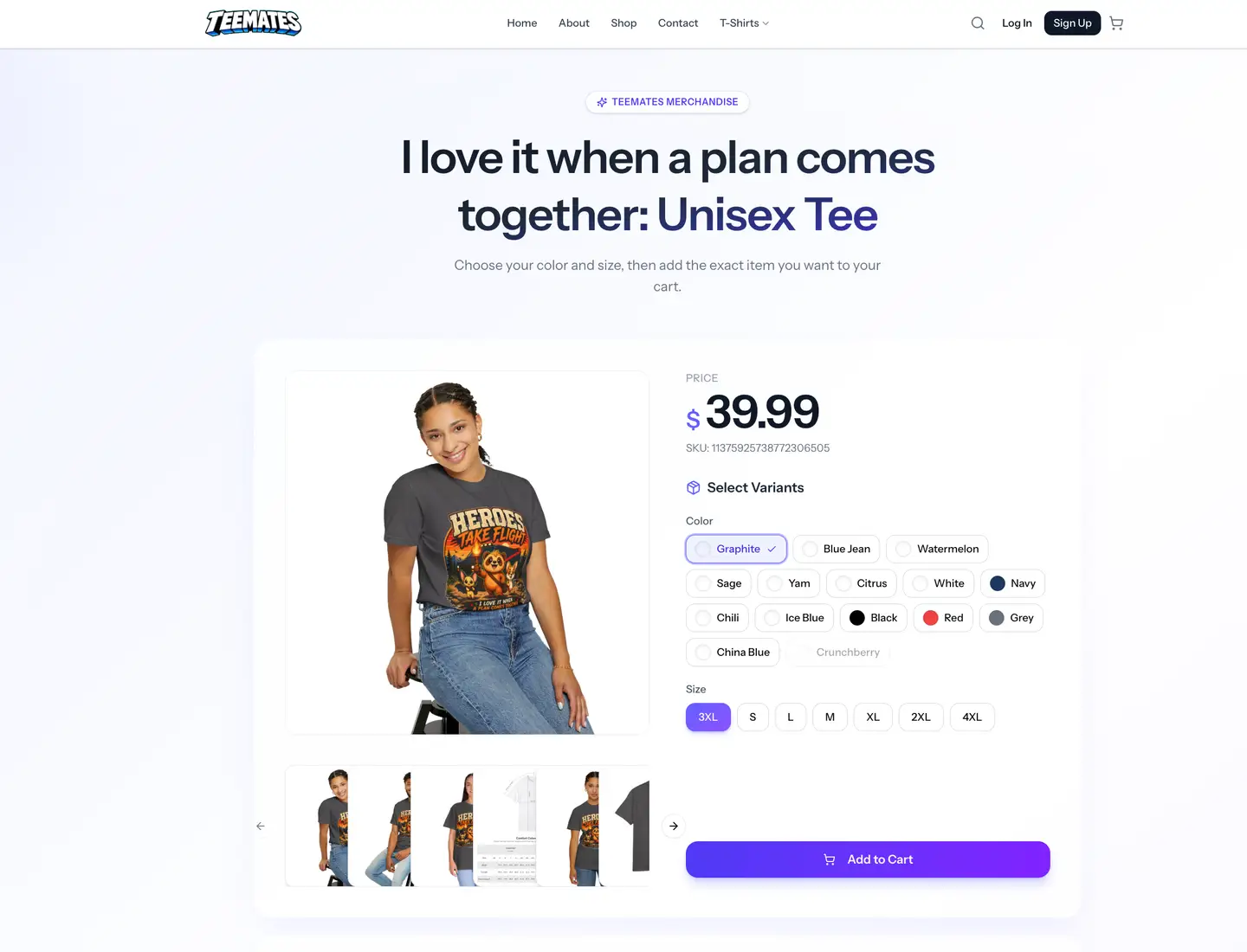 TeeMates eCommerce online store developed by Encoder Technologies — view 4